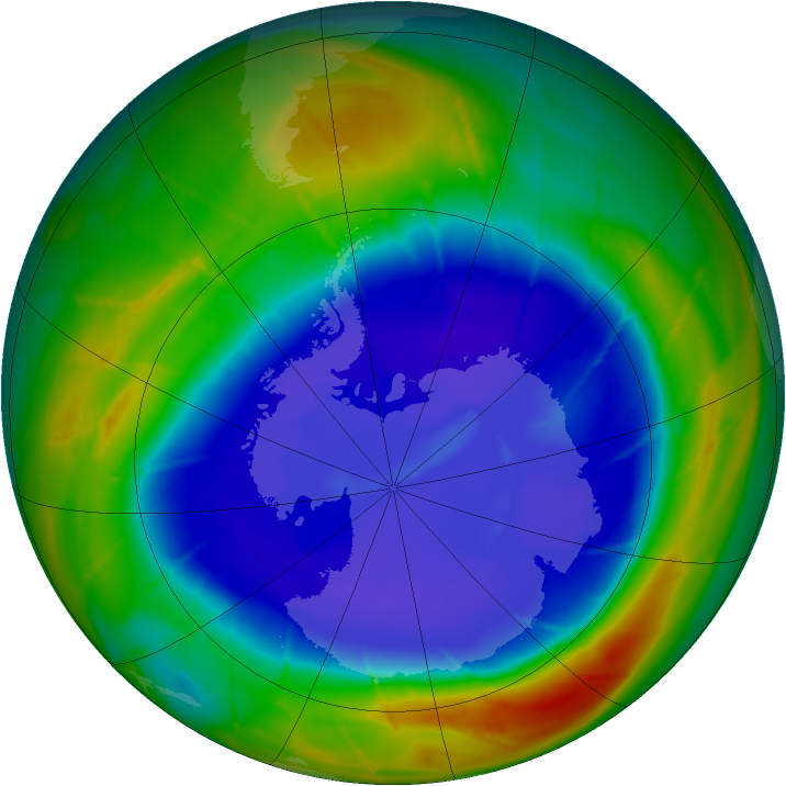 Antarctic ozone map for 09 September 2009